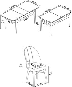 Extendable Dining Table &amp; Chairs Set (7 Pieces) Roz - White, Anthracite White
Anthracite