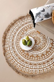 Χαλάκι Yute 235 Beige-White Kentia 120X120cm Round