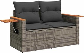 vidaXL Σετ Καναπέ Κήπου 8 pcs Γκρι Πολυέστερ και Κατασκευασμένο Ατσάλι
