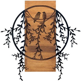 Διακοσμητικό Τοίχου Birds In Love 279ENZ1860 63,3x65cm Walnut-Black Wallity Μέταλλο,Ξύλο