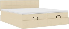 VidaXL Οθωμανικό κρεβάτι με στρώματα & LEDs Κρέμα 180x200cm ύφασμα