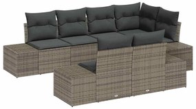vidaXL Σετ Καναπέ Κήπου με μαξιλάρι 7 pcs Γκρι Πολυ ράταν