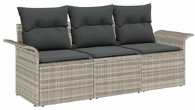 vidaXL Σετ Καναπέ με μαξιλάρι 3 pcs Γκρι συνθετικό ρατάν