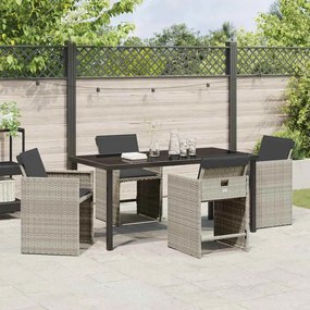 vidaXL Σέτ φαγητού για κήπο 5 pcs Ανοιχτό γκρι συνθετικό ρατάν