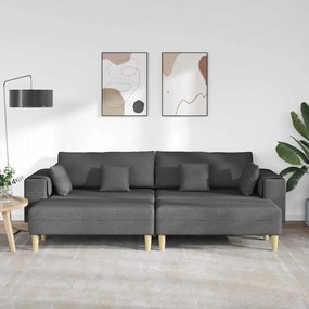 vidaXL Υφασμάτινος καναπές με μαξιλάρι 3 pcs Σκούρο Γκρι 208 εκ. ύφασμα