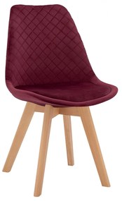 Chair Venice with wooden legs &amp; Burgundy red velvet  49x56x84 cm.