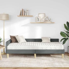 vidaXL Κρεβάτι γωνίας με στρώμα με στρώμα 2 pcs Γκρι ύφασμα