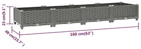 Ζαρντινιέρα 160 x 40 x 23 εκ. από Πολυπροπυλένιο - Γκρι