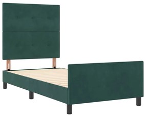vidaXL Σκελετός Κρεβατιού Σκούρο πράσινο 90 x 200 cm Βελούδο