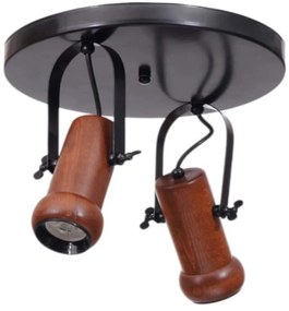 Φωτιστικό Οροφής - Σποτ 534LUN5897 Φ25x26cm 2xGU10 10W Black-Walnut Opviq