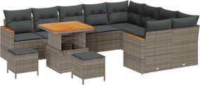 vidaXL Σετ Καναπέ Κήπου 12 pcs Γκρι συνθετικό ρατάν