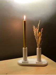 Stewehome Οβάλ δίσκος με 2 τεμάχια κηροπήγια θυμιατό και οργανωτής μπάνιου Λευκό