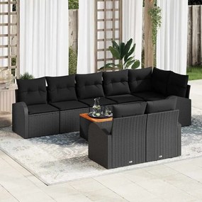 vidaXL Σετ Καναπέ Κήπου 9 pcs Μαύρο Πολυ ράταν