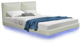 Κρεβάτι διπλό Jessie pakoworld floating style με led-PU εκρού 160x200εκ