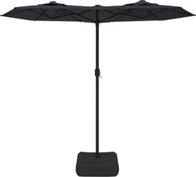 vidaXL Ομπρέλα Κήπου με Διπλή Κορυφή και LED Μαύρη 316 x 145 εκ.