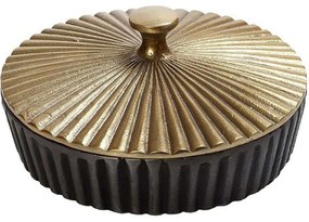 Διακοσμητικό Δοχείο Με Καπάκι DEP127 20x20x8,5cm Grey-Gold Espiel Αλουμίνιο