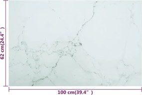 vidaXL Επιφάνεια Τραπεζιού Λευκή 100x62εκ 8χιλ Ψημ. Γυαλί Μαρμ. Σχέδιο