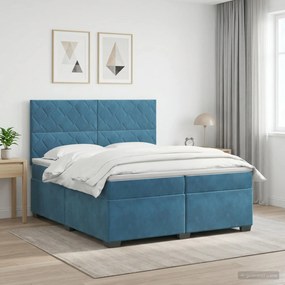 vidaXL Κρεβάτι box spring με στρώμα Μπλε 200 x 200 cm Βελούδο