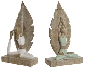 Διακοσμητική Φιγούρα Home ESPRIT Λευκό Πράσινο Scandi 15,5 x 7,5 x 26,5 cm (x2)