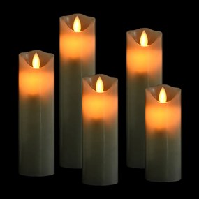 vidaXL Κεριά LED Ηλεκτρ. Σετ 5 Τεμαχίων Θερμό Λευκό με Τηλεχειριστήριο