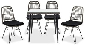 Naoki dining set 5pcs metal black--pe gray