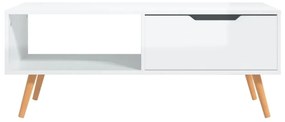 Τραπεζάκι Σαλονιού Γυαλ. Λευκό 90x49,5x43 εκ. Επεξεργ. Ξύλο - Λευκό