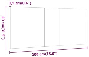 vidaXL Κεφαλάρι Κρεβατιού Γκρι Sonoma 200x1,5x80 εκ. Επεξεργ. Ξύλο