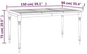 Τραπέζι Batavia 150 x 90 x 75 εκ. από Μασίφ Ξύλο Teak - Καφέ