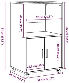 Ντουλάπι Με Ροδάκια Γκρι Sonoma 55x40x91 εκ. Επεξεργασμένο Ξύλο - Γκρι