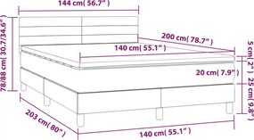 vidaXL Κρεβάτι Boxspring με Στρώμα Μπλε 140x200 εκ. Υφασμάτινο