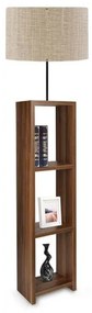 WOODO 204-0051 Μοντέρνο Eπιδαπέδιο Φωτιστικό Μονόφωτο 1 x E27 IP20 Καρυδί Ξύλο με Μπεζ Ύφασμα-Μ38 x Π38 x Υ150cm Globostar 204-0051 Μπεζ
