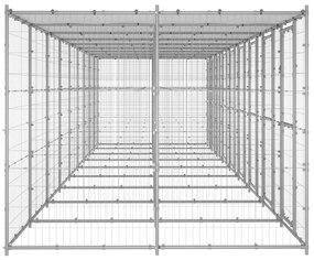 Κλουβί Σκύλου Εξ. Χώρου με Στέγαστρο 21,78 μ² Γαλβ. Χάλυβας - Ασήμι