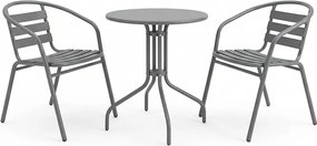 Τραπεζαρία Vergo Tade pakoworld σετ 3τεμ ανθρακί μέταλλο Φ60x70εκ