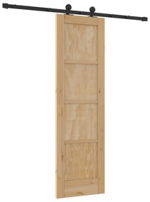 vidaXL Συρόμενη Πόρτα με Σετ Εξαρτημάτων 61x198.5 εκ Μασίφ Ξύλο Πεύκου