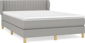 vidaXL Κρεβάτι Boxspring με Στρώμα Ανοιχτό Γκρι 140x200 εκ. Υφασμάτινο