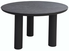 ΤΡΑΠΕΖΙ ΑΛΟΥΜΙΝΙΟΥ DOSUN HM6201.01 ΓΚΡΙ ΣΚΕΛΕΤΟΣ-3D PRINT ΓΥΑΛΙ-ΚΕΡΑΜΙΚΟ LOOK Φ120εκ