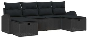 vidaXL Σετ Καναπέ Κήπου 6 pcs Μαύρο 234 x 117 x 85 εκ Πολυ ράταν
