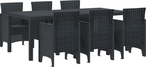 vidaXL Σέτ φαγητού για κήπο 7 pcs Ανθρακί Πολυπροπυλένιο