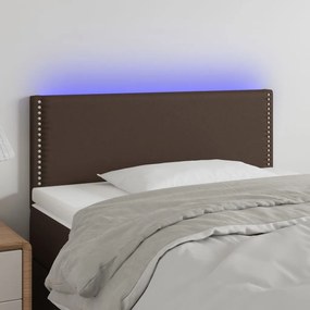 Κεφαλάρι Κρεβατιού LED Καφέ 100x5x78/88 εκ. από Συνθετικό Δέρμα - Καφέ