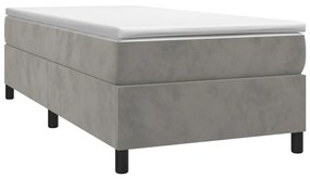 vidaXL Κρεβάτι Boxspring με Στρώμα Ανοιχτό Γκρι 80x200 εκ. Βελούδινο