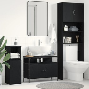 vidaXL Ντουλάπα Νιπτήρα Μαύρο Δρυς 80x30x60 εκ. Κατασκευασμένο ξύλο