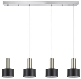 Φωτιστικό Οροφής  SE21-NM-4-4NM-MS1 ADEPT TUBE Nickel Matt Pendant Black Metal Shade+ - 77-8455 - 51W - 100W - 77-8455