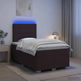 vidaXL Κρεβάτι box spring με στρώμα Σκούρο Καφέ 120 x 190 cm Ύφασμα