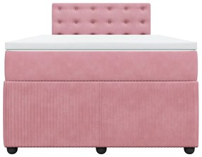 vidaXL Κρεβάτι Boxspring με Στρώμα Ροζ 120x190 εκ. Βελούδινο