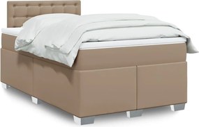 vidaXL Κρεβάτι Boxspring με Στρώμα Καπουτσίνο 120x190εκ.από Συνθ.Δέρμα