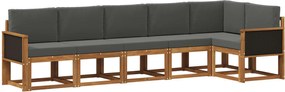 vidaXL Σειρά Καναπέ Εξωτερικού 6 pcs Φυσικό και Ανθρακί Πολυεστέρας