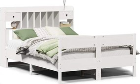 vidaXL Κρεβάτι Βιβλιοθήκη Χωρίς Στρώμα 140x200 εκ Μασίφ Ξύλο Πεύκο