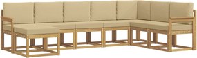 vidaXL Σειρά Καναπέ Εξωτερικού με μαξιλάρι 8 pcs Λευκό και Μπεζ