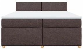 Κρεβάτι Boxspring με Στρώμα Σκούρο Καφέ 200x200 εκ. Υφασμάτινο - Καφέ