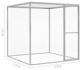 vidaXL Κλουβί Γάτας 1,5 x 1,5 x 1,5 μ. από Γαλβανισμένο Χάλυβα